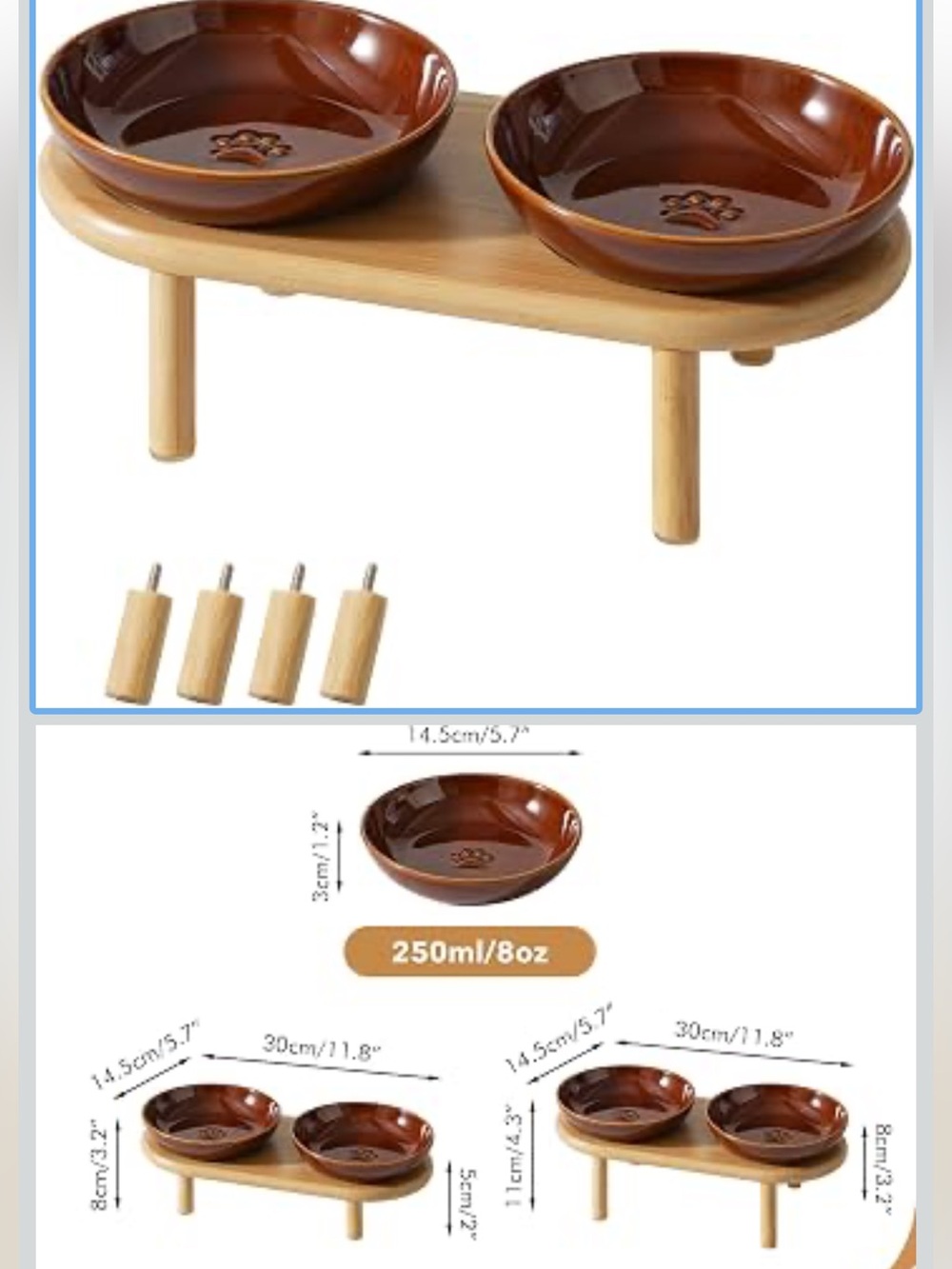 Elevated Cat Bowls Raised Ceramic Cat Bowl, 5.7” Wide Opening Cat Food Bowl